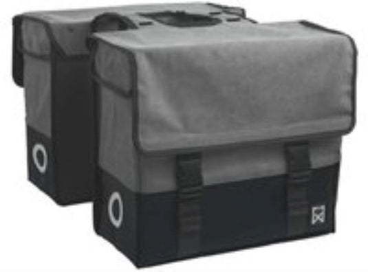 Willex dubbele fietstas - canvas - reflectie - 48 liter - universele bevestiging - grijs matzwart