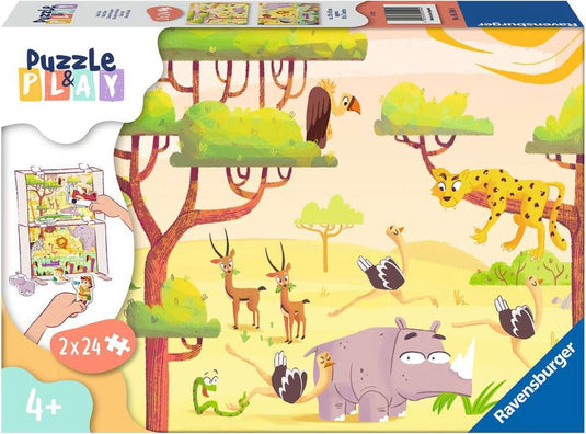 Ravensburger puzzel puzzle play safari - legpuzzel - 2x24 stukjes