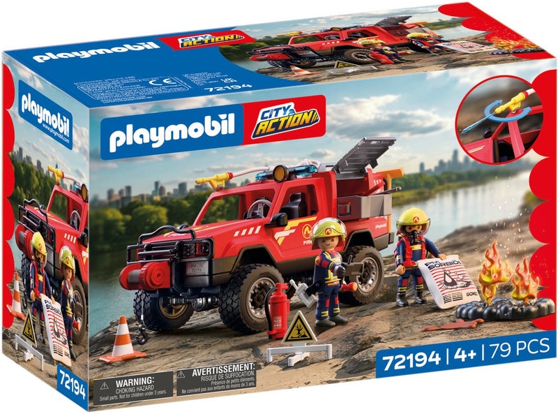 ギャラリービューアに画像をロードする, Playmobil city action brandweer pick-up terreinwagen met watersproeifunctie.
