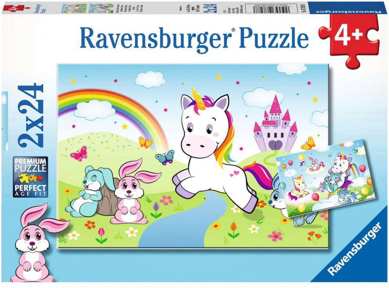 Afbeelding laden in galerijviewer, Ravensburger puzzel sprookjesachtige eenhoorn - 2x24 stukjes - kinderpuzzel

