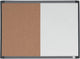 Nobo combinatiebord met gewelfde lijst - prikbord en whiteboard in 1 - 58,5 x 43cm - inclusief whiteboard accessoires - wit natuurbruin