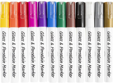 Creativ company http: www.cchobby.nl glas-porseleinstiften-lijndikte-1-2-mm-semi-dekkend-diverse-kleuren-12-stuk-1-doos