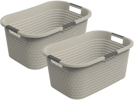 Rotho country wasmand - set van 2 - 40 ltr - beige