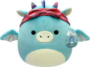 Squishmallows little plush 19 cm tatiana dark teal dragon w bandana