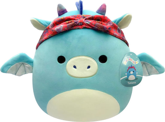 Squishmallows little plush 19 cm tatiana dark teal dragon w bandana