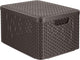 Curver rattan style opbergmand l - met deksel - 36.4 liter - bruin