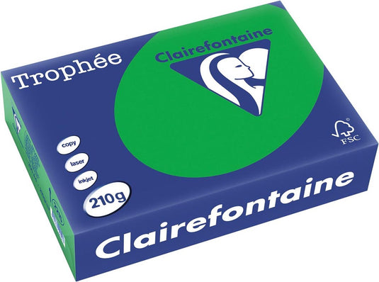 Trophee clairefontaine trophée intens, gekleurd papier, a4, 210 g, 250 vel, bijartgroen