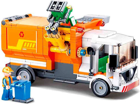 Sluban town vuilniswagen bouwspeelgoed kinderen vanaf 6 jaar – constructiespeelgoed bouwdoos met 326 bouwstenen – m38-b1066