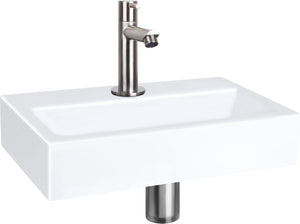 Differnz flat fonteinset - keramiek - kraan recht mat chroom - 38 x 24 x 7 cm