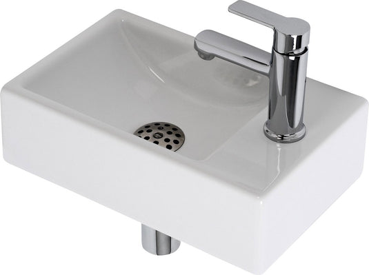 Plieger houston fonteinset – fonteinset toilet – fonteinset rechts – incl. kraan sifon - keramiek - wit