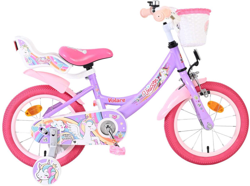 Laden Sie das Bild in Galerie -Viewer, Volare unicorn kinderfiets - meisjes - 14 inch - paars
