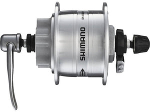 Shimano dynamonaaf hd-3d32 3 watt - 36 gaats - voor 6-bouts remschijf - snelspanner - zilver