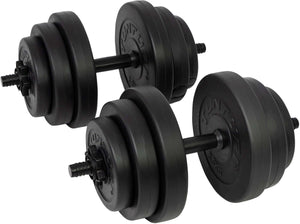 Tunturi gewichten - halterset - dumbbell set - 2 stuks - totaal 28kg - zwart - vinyl - incl. gratis fitness app
