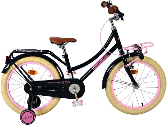 Volare Excellent Kinderfiets - Meisjes - 18 inch - Zwart - 95% afgemonteerd