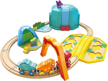 Hape houten treinbaan dinosaurus in opbergbox - - vanaf 18 maanden