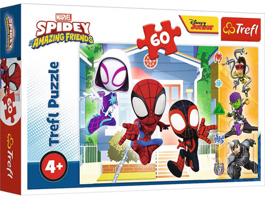 Trefl puzzel 60 stukjes - spidey en zijn geweldige vriend marvel speelgoed.