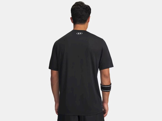 Under armour ua tech play short sleeve-blk heren sportshirt - zwart wit