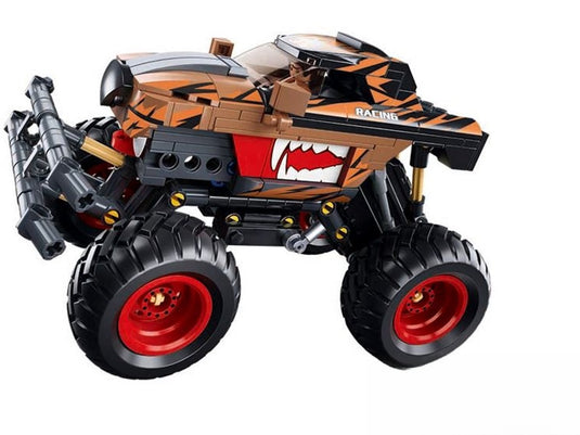 Sluban powerbricks monster truck oranje racing off road bouwspeelgoed – constructiespeelgoed voertuig modelbouw – bouwdoos met 269 bouwstenen – m38-b1160 – vanaf 6 jaar