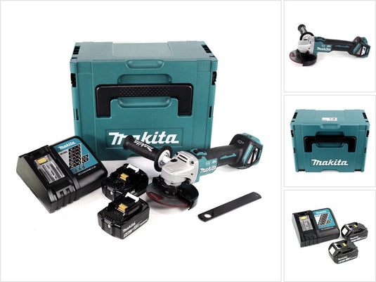 Makita dga513rtj 18v haakse slijper 125mm met 2x 5.0ah en lader in mbox brushless