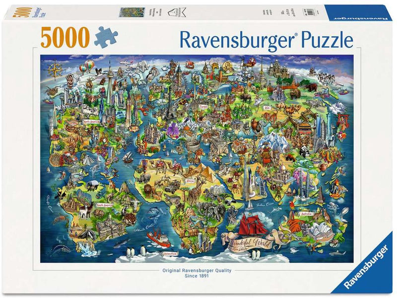 Chargez l'image dans la visionneuse de la galerie, Ravensburger – wereldkaart met bezienswaardigheden – legpuzzel – 5000 stukjes
