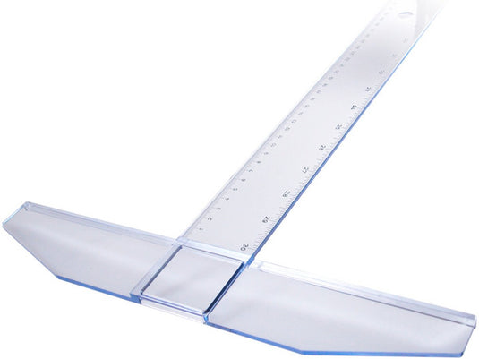 Aristo tekenhaak - lengte 75cm - mm cm inch schaalverdeling - glashelder plexiglas - met anti-slip noppen - ar-23177