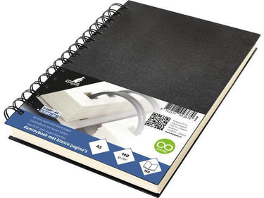 Kangaro dummyboek - a5 - zwart - met spiraal - 160 blanco pagina's - 140 grams cream papier - linnen kaft
