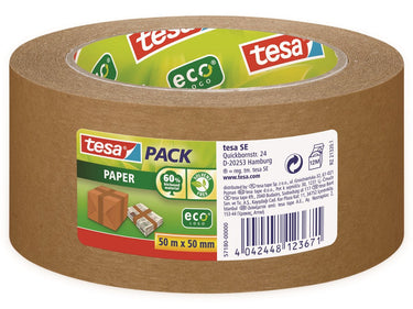 Tesa verpakkingstape papier 50mx50mm bruin scheurbestendig