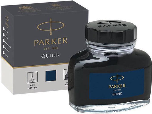 Parker vulpeninktfles | blauwzwarte quink inkt | 57 ml schrijfinkt voor vulpen