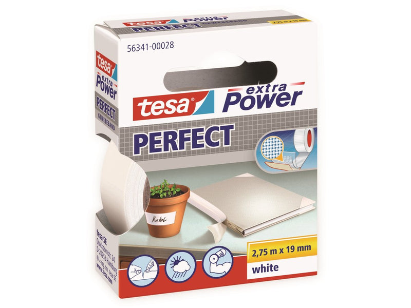 ギャラリービューアに画像をロードする, Tesa extra power perfect plakband - wit - 19 mm x 2,75 m
