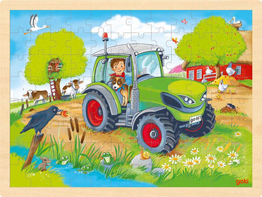 Goki houten legpuzzel tractor, 96st.