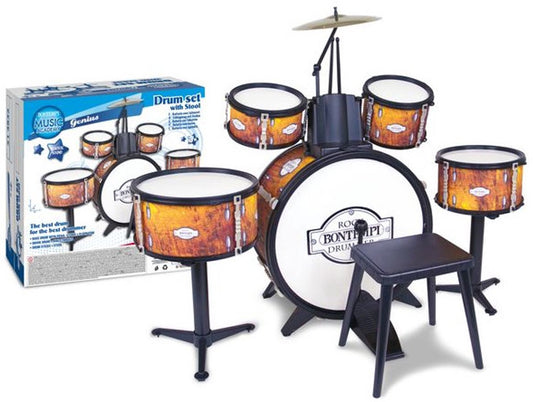 Bontempi spa bontempi - drumstel - speelgoed muziekinstrument - 6-delig met kruk en realistisch geluid.