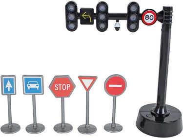 Kids globe verkeerslicht met 3 lichten en 5 verkeersborden