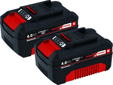 Einhell twinpack 4.0 ah accu - power x-change - 18 v li-ion - 2x 4.0 ah accu - max. vermogen: 900 w - active accu management systeem