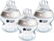 Tommee tippee natural start babyflessen, 0m+, babyflessen set van 3, 150ml, speen in de vorm van een borst voor een natuurlijke zuigwijze, lage stroomsnelheid, zelfsteriliserend en bpa-vrij, baby feeding essentials