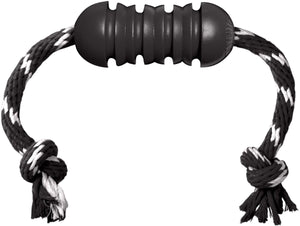Kong exterme dental met touw - zwart wit - 12 x 5 x 5 cm