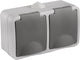 Q-link contactdoos - opbouw - 2-voudig - randaarde - spatwaterdicht ip54 - grijs