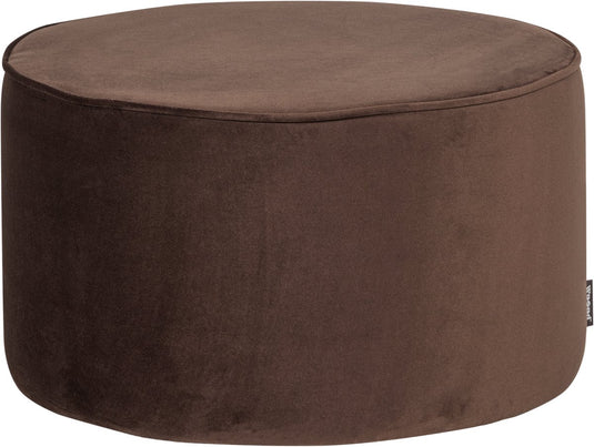 Woood sara poef hoog 36xø60 cm - velvet - donkerbruin
