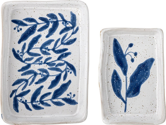 Bloomingville - aurora schaal - blauw - aardewerk - set van 2
