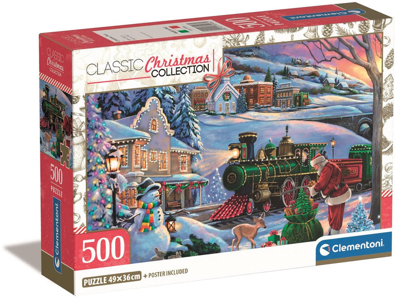 Chargez l'image dans la visionneuse de la galerie, Clementoni – puzzel – 500 stukjes – kersttrein - kersttafereel – puzzel voor volwassenen
