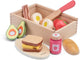 Woet ® houten snijset ontbijt in opbergdoos - speelset ontbijt met snijplank brood, kaas, ei en fruit - educatief speelgoedeten - rollenspel keukenspeelgoed - vanaf 2 jaar