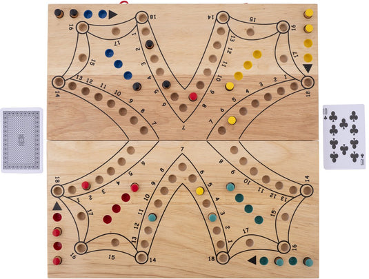 Longfield toc spel xl opklapbaar 4 spelers – houten bordspel – extra groot strategiespel – reisvriendelijk gezelschapsspel – 2 tot 4 spelers – engelhart