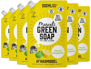 Marcel's green soap afwasmiddel navulling - citroen bergamot - 6 x 500ml