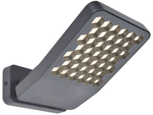 Lutec atlantis - led wandlamp voor buiten - anti-verblinding - premium aluminium - 2000lm krachtig licht - 4000k helder wit licht - ip54 extra weerbestendig - donkergrijs