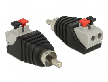 Delock adapter rca male > terminal block with push button 2 pin