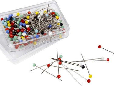 Creativ company 200 stuks spelden steeknaalden met verschillend gekleurde plastic koppen - 31 mm - hobby naai materiaal