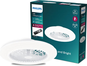 Philips led philips amigo ventilator - energiezuinige led verlichting - plafondlamp - instelbare kleurtemperatuur - 48,5 cm diameter -afstandsbediening - wit