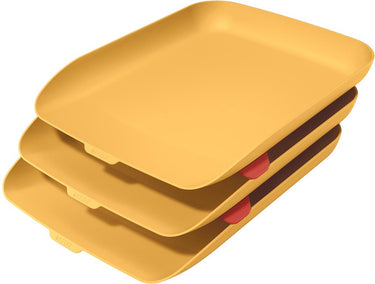 Leitz cosy set van 3 brievenbakken - brievenbakjes voor a4- en c4-formaten - ideaal voor thuiskantoor thuiswerken - warm geel