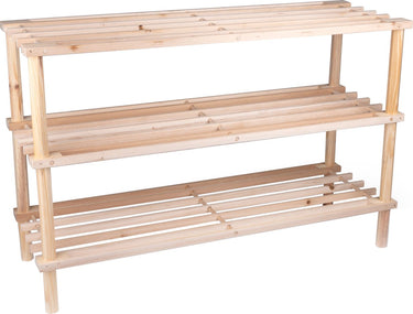 Alpina schoenenrek - 3-laags schoenenbank - hout - 74 x 26 x 48,5 cm - tot 10 paar schoenen