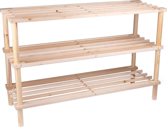 Alpina schoenenrek - 3-laags schoenenbank - hout - 74 x 26 x 48,5 cm - tot 10 paar schoenen