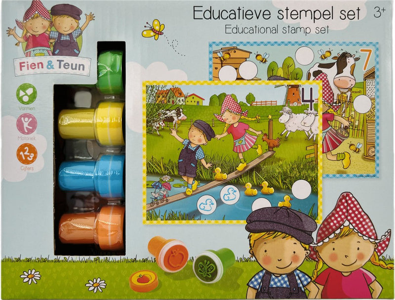 Afbeelding laden in galerijviewer, Bambolino fien teun creatieve stempelset, stempels en gekleurde kaarten - creatief, educatief speelgoed - boerderij speelgoed - vanaf 3 jaar - toys
